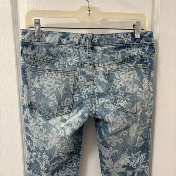 Free People Blue Printed Floral Ankle Cotton Jeans size 28 - Picture 4 of 12
